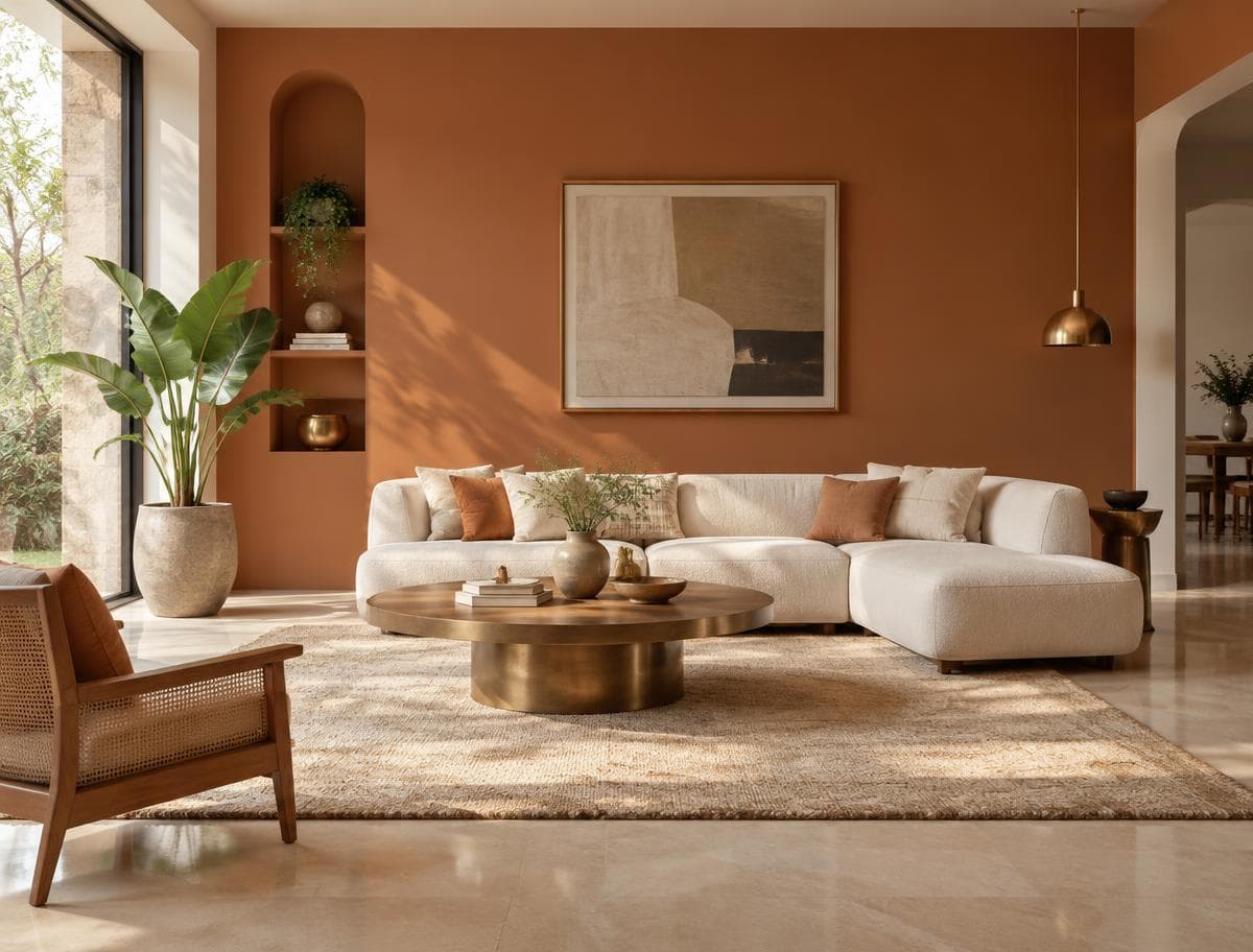 Modern interior with a matte painted wall